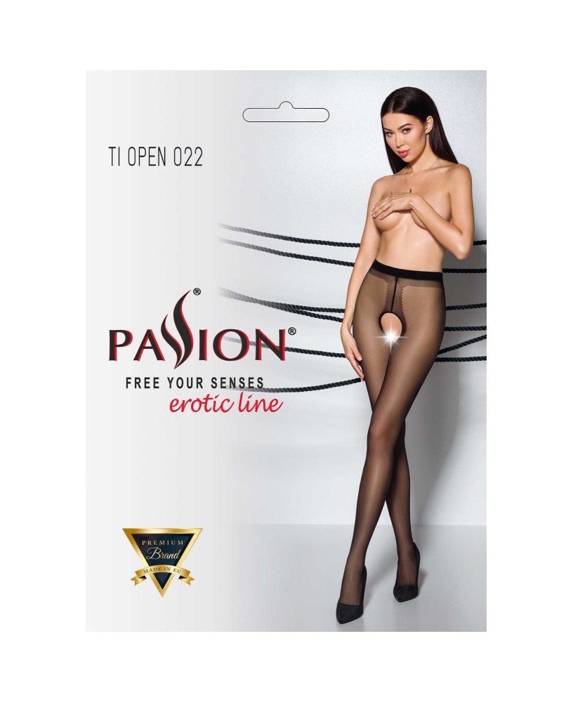 TIOPEN 022 Collants ouverts 20 den - Noirs et rouges