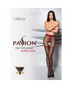 TIOPEN 019 Collants ouverts 20 den - Noir et rouge