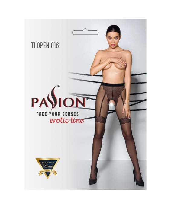 TIOPEN 016 Collants ouverts 20 den - Noir