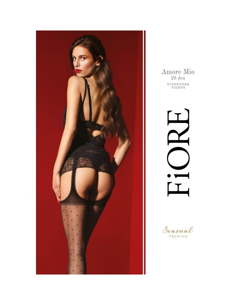 Amore Mio Bas jarretelles 20 DEN -  Noir - Qualité premium