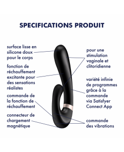 Stimulateur clitoridien et Vibromasseur point G Satisfyer Heat Wave Connect App - Noir