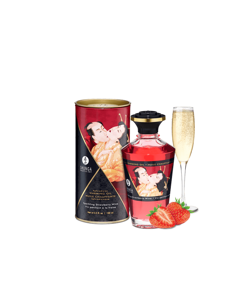 Huile chauffante aphrodisiaque - Vin pétillant à la fraise 100ml